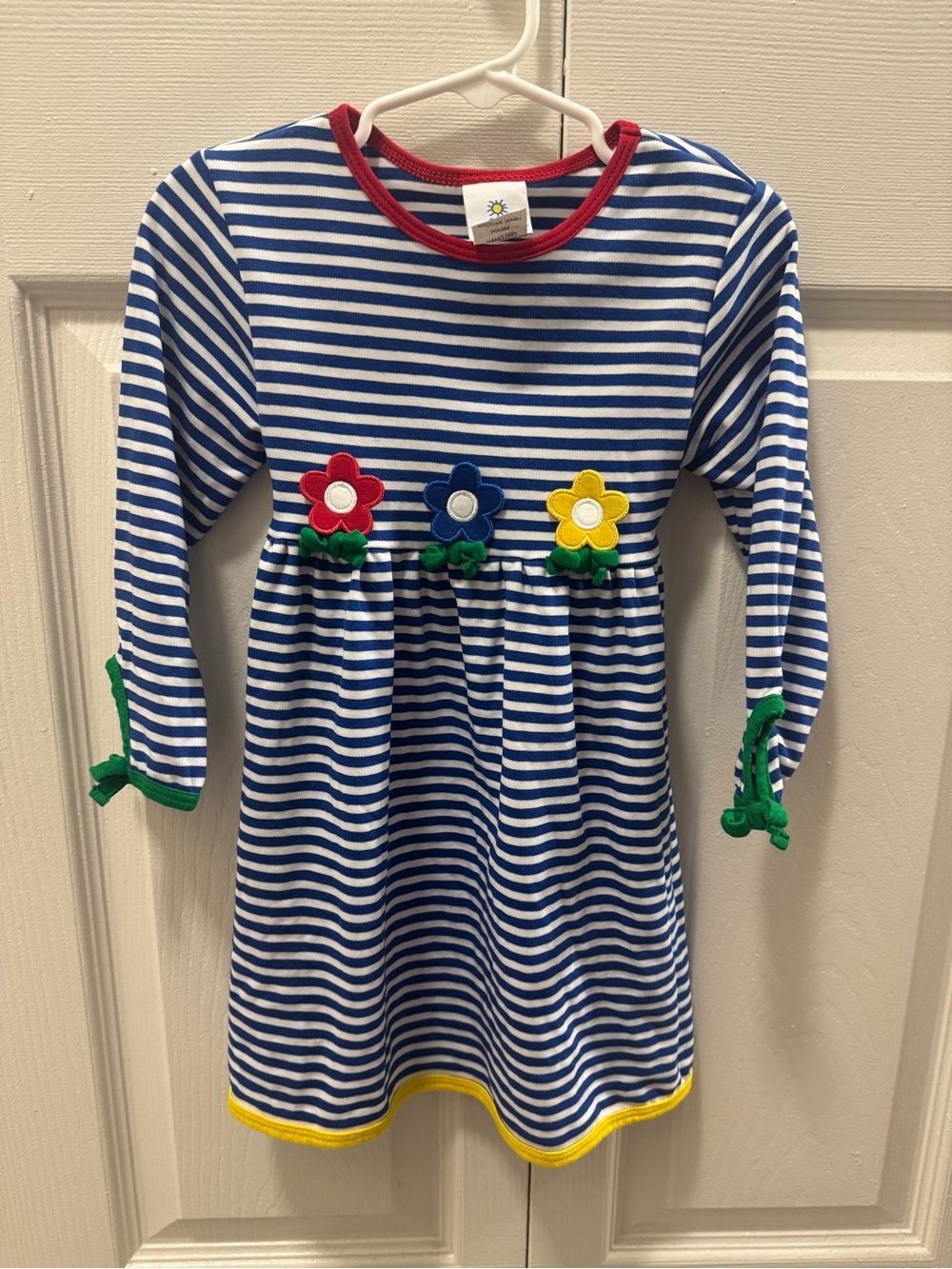 Florence Eiseman Toddler girl dress striped with flowers 3T